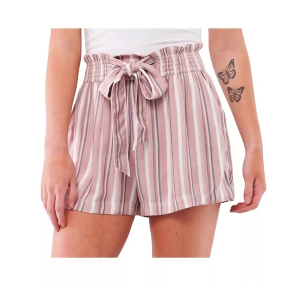 Hollister California pink white ultra high-rise elastic waist pull-on shorts XS - Picture 15 of 15